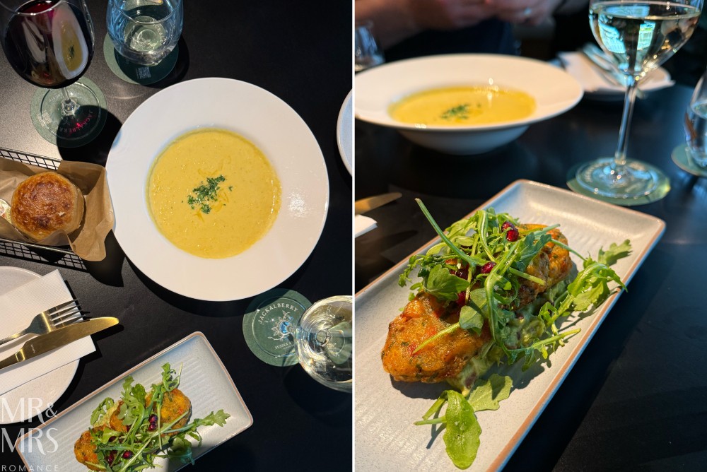 Flavour of the Month - July 2025. Jackalberry winter lunch special - entrees: soup and fritters