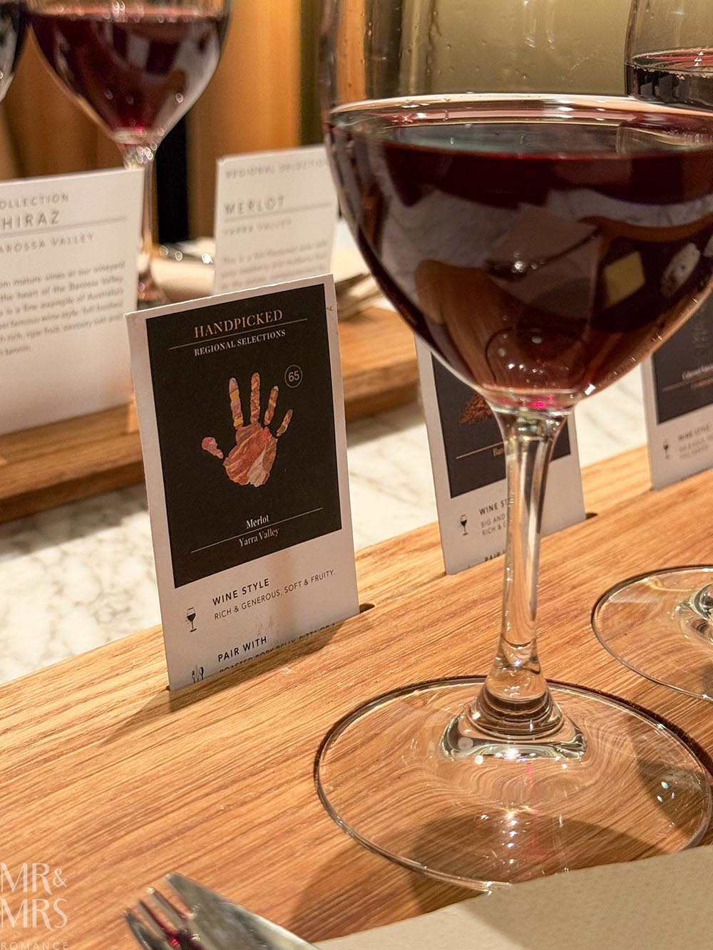 Hotel review of the Porter House MGallery Collection in Sydney - wine cards at Handpicked Wines cellar door