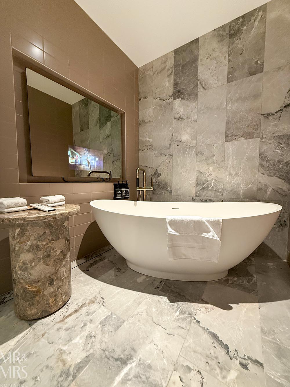 Hotel review of the Porter House MGallery Collection in Sydney - deep-fill bath and hidden TV in suite