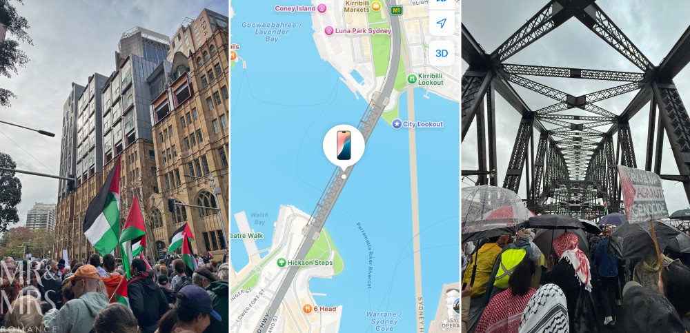 Flavour of the Month - a taste of August 2025. Free Palestine protest across the Harbour Bridge