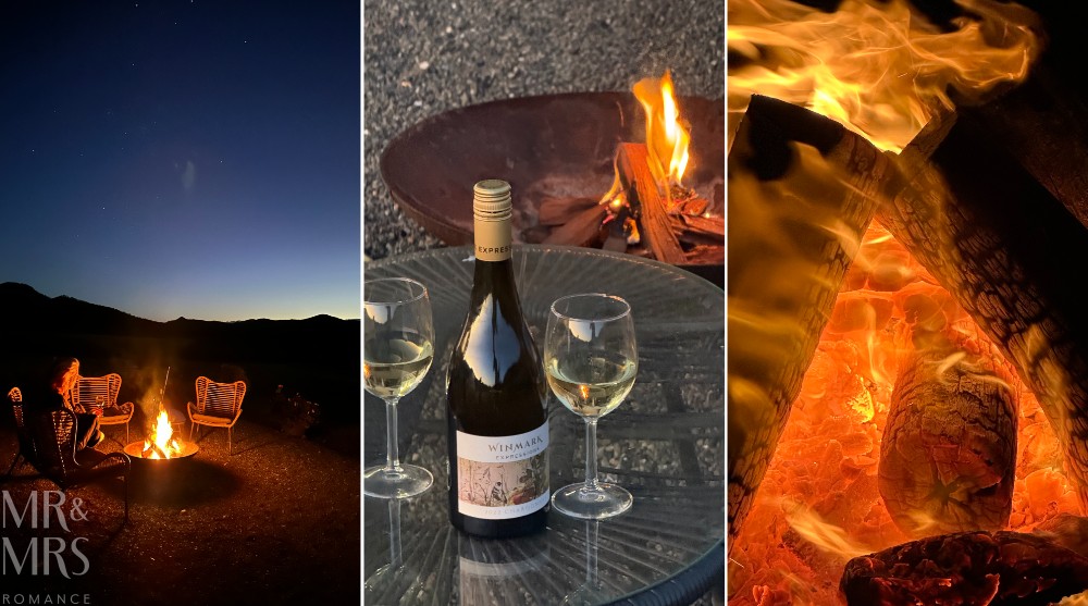 Wine and fire at Villa Vino tiny house at Winmark Wines, Broke-Fordwich Hunter Valley