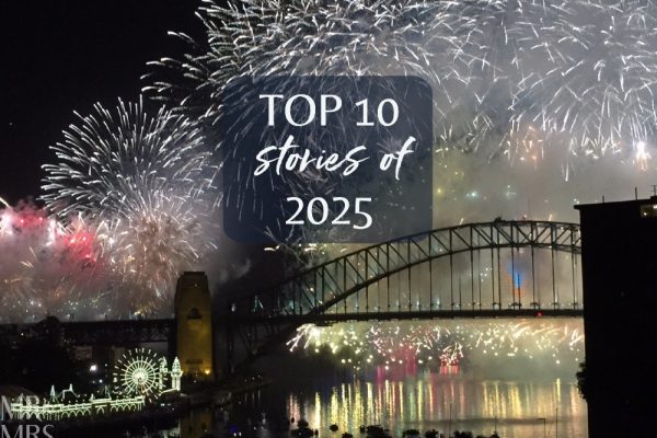 Top 10 stories on MrAndMrsRomance.comfor 2025 - feature photo of Sydney NYE fireworks with the Harbour Bridge and Luna Park in the background