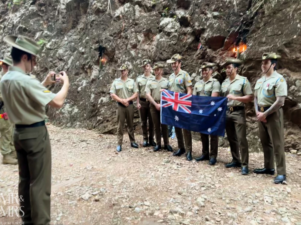 Anzac Day at Hellfire Pass, Kanchanaburi, Thailand. Troops group photo