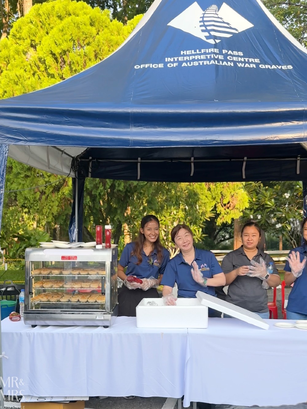 Anzac Day at Hellfire Pass, Kanchanaburi, Thailand. Meat pies for breakfast!