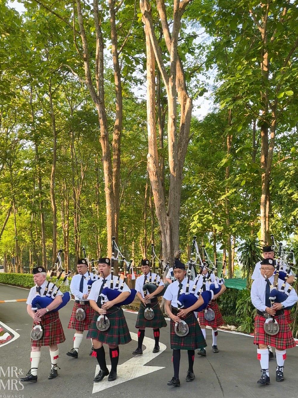 Anzac Day at Hellfire Pass, Kanchanaburi, Thailand. British Club Bangkok Pipe Band