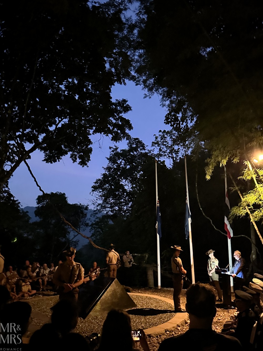 Anzac Day at Hellfire Pass, Kanchanaburi, Thailand. Catafalque Party at the cenotaph