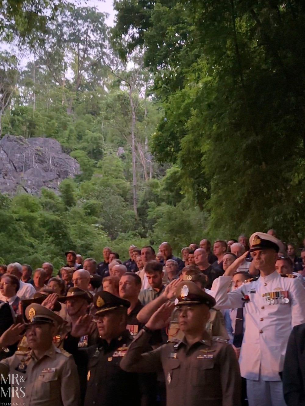 Anzac Day at Hellfire Pass, Kanchanaburi, Thailand. Salute