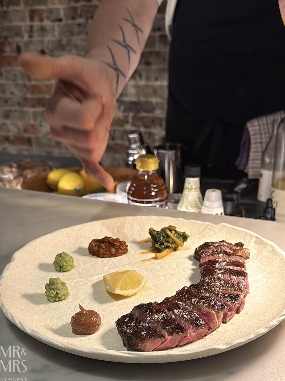 Where to eat in Sydney - romantic dinner - Izy.Aki omakase - MB9+ wagyu sirloin and condiments