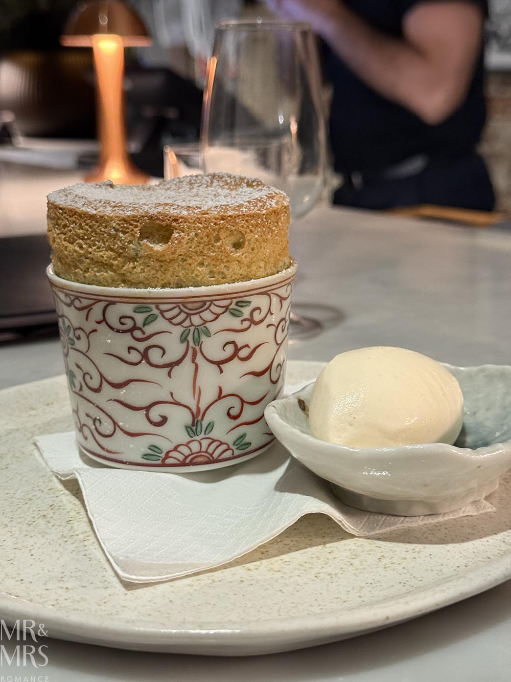 Where to eat in Sydney - romantic dinner - Izy.Aki omakase - macha and raspberry cheesecake souffle