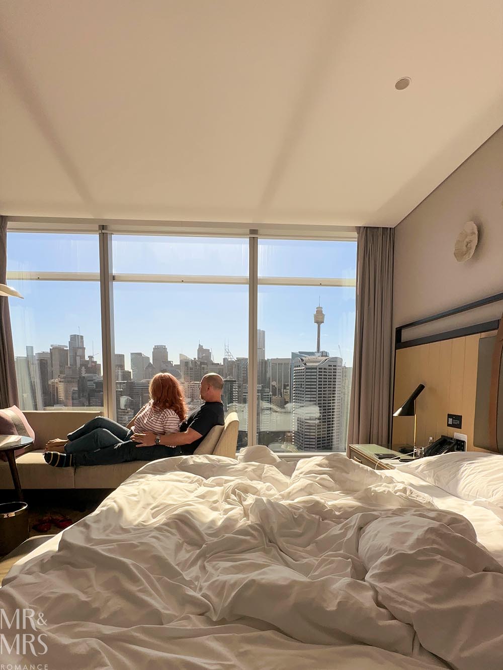 Where to stay in Sydney - Sofitel Darling Harbour - Jim & Christina in the room