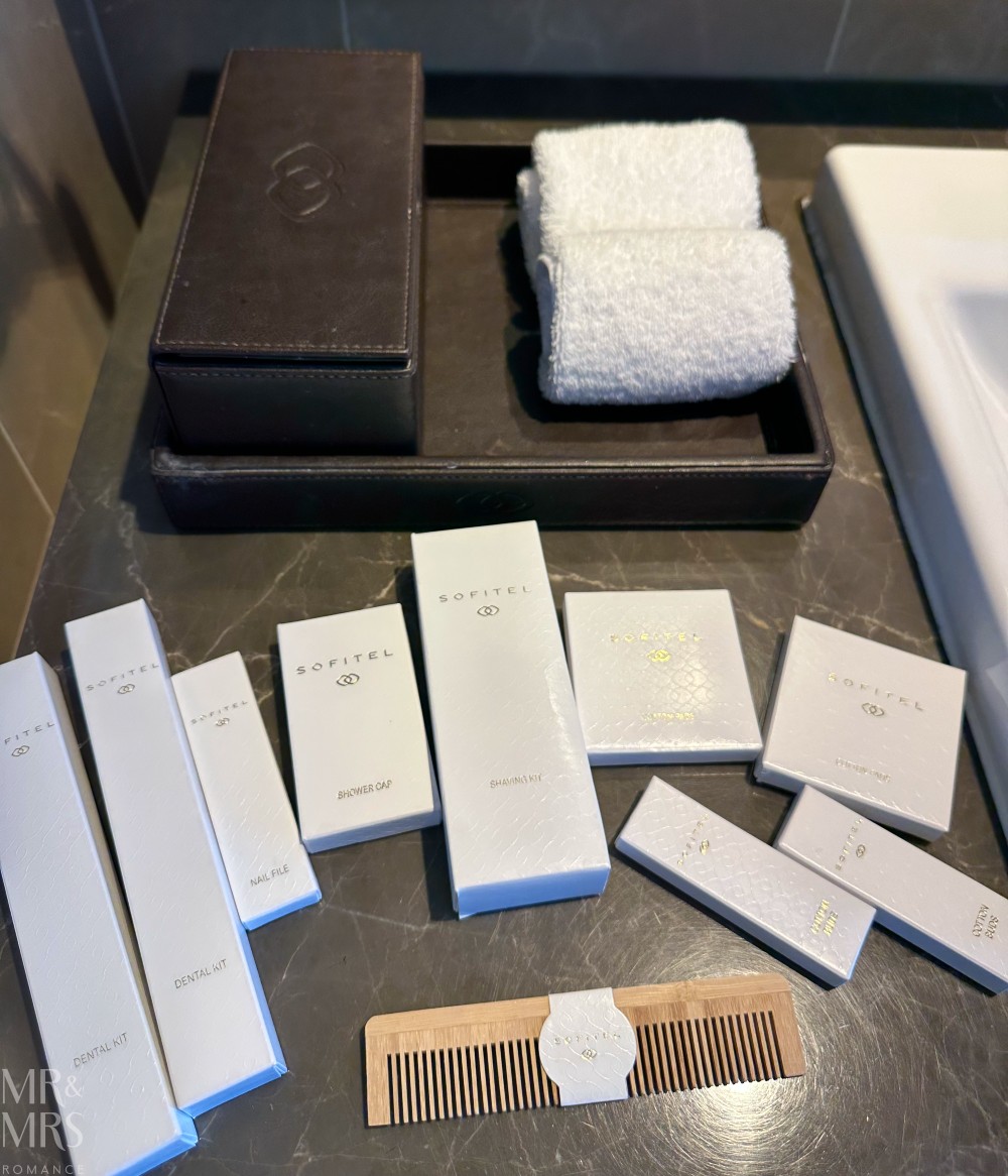 Where to stay in Sydney - Sofitel Darling Harbour - bathroom vanity set complimentary amenity kit