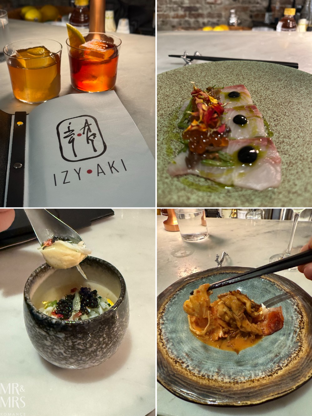 Flavour of the Month - April 2026 - Izy.Aki omasake collage: cocktails; sashimi; chawanmushi; lobster tail