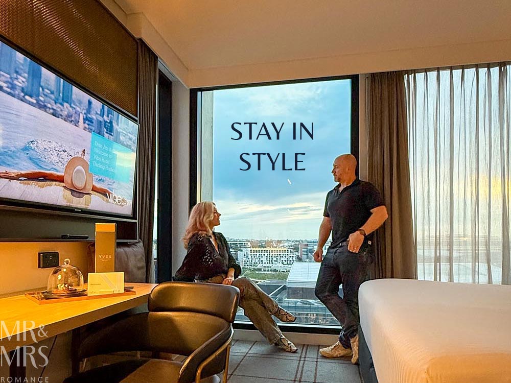 Vibe Hotel Sydney Darling Harbour review - Jim & Christina at the window of their suite