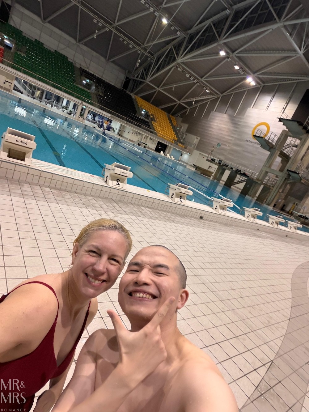 Flavour of the Month - August 2026 - Christina and Rex at Olympic Park Aquatic Centre learning to dive